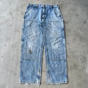 Vintage Y2K Carhartt blue denim jeans double knee work wear carpenter pants